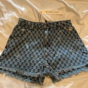 Size Small Checkered Denim Shorts